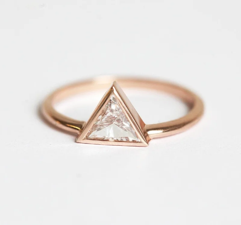 Limited-Time Offer On Elegant Jewelry Pieces Triangle Diamond Ring, Triangle Engagement Ring In Rose Gold