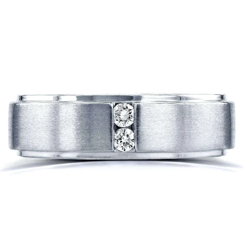 Buy More, Save More On Stunning Jewelry Pieces Two-Stone Diamond Unisex Wedding Band 1/8 CTW in 14k White Gold