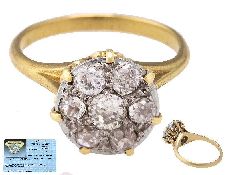 Shop Signature Jewelry Styles At Exclusive Prices Vintage Art Deco 14K Yellow Gold 0.82ctw G-H SI2-I1 Diamond Cluster Ring EGL USA