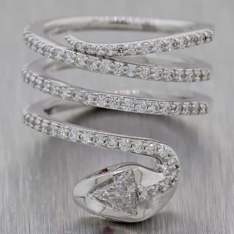 Trending Jewelry Styles Now At Limited-Time Discounts Vintage Estate 14k White Gold 1.58ctw Diamond Snake Ring