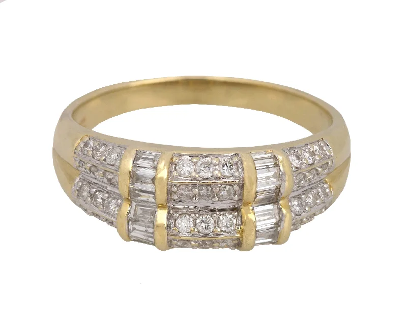 Trending Jewelry Styles Now At Limited-Time Discounts Women's Vintage Estate 14K Yellow Gold 0.72ctw Baguette & Round Cut Diamond Ring