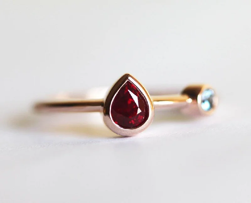 Yellow Gold Ruby Ring, Ruby Engagement Ring