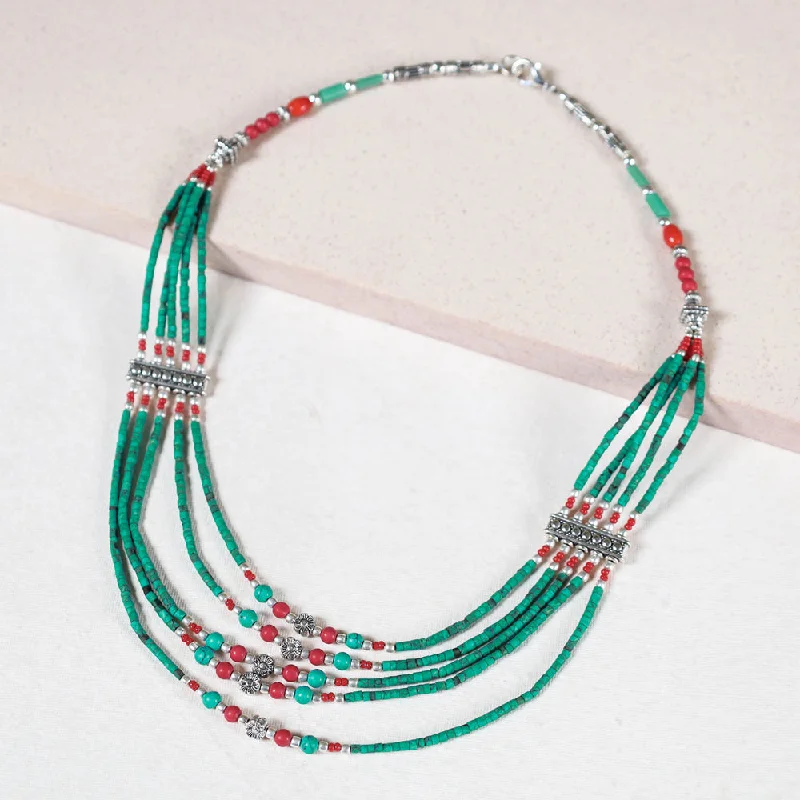 Ethnic Tribal Tibetan Beadwork Necklace from Himalaya