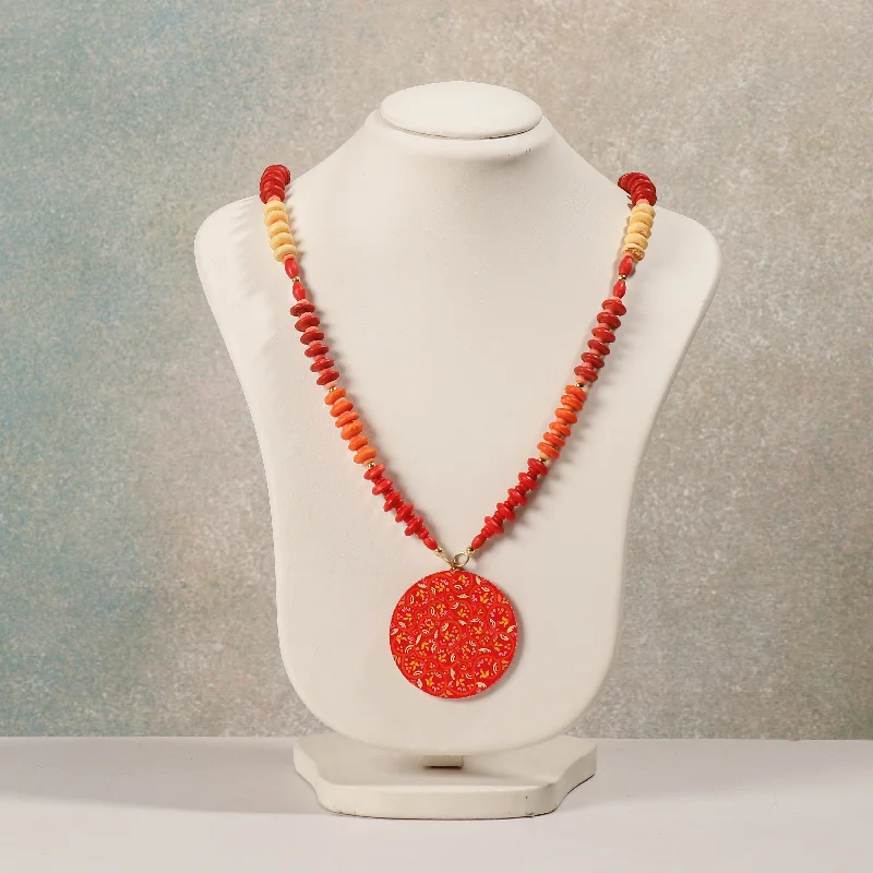 Miniature Handpainted Wooden Necklace With Beads