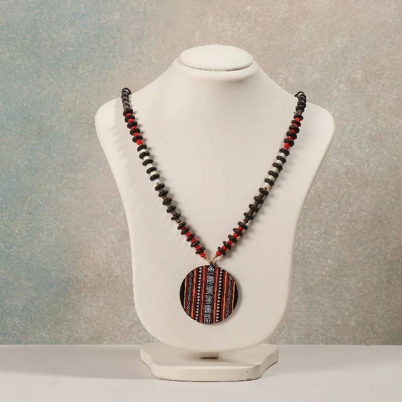 Miniature Handpainted Wooden Necklace With Beads