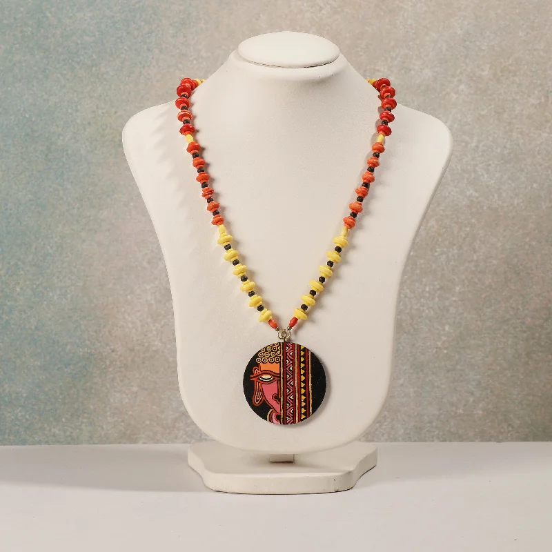 Miniature Handpainted Wooden Necklace With Beads