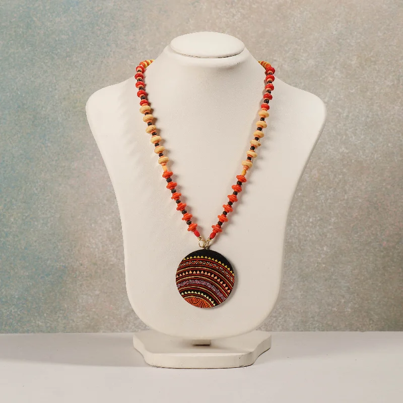 Miniature Handpainted Wooden Necklace With Beads