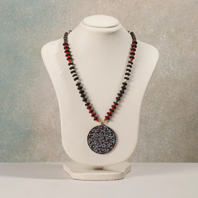 Miniature Handpainted Wooden Necklace With Beads