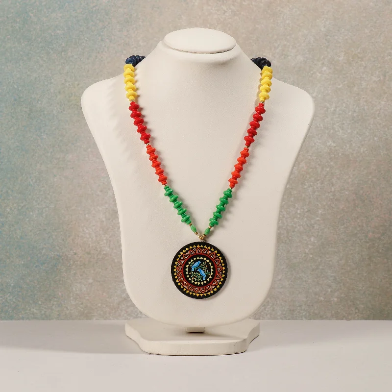 Miniature Handpainted Wooden Necklace With Beads