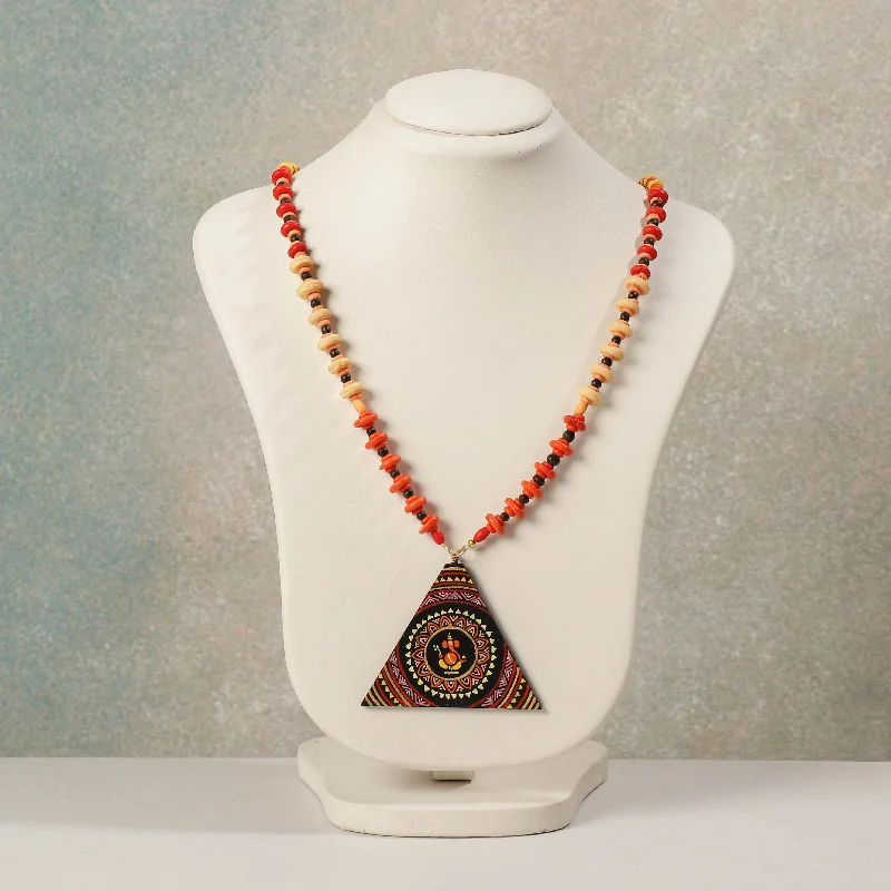 Miniature Handpainted Wooden Necklace With Beads