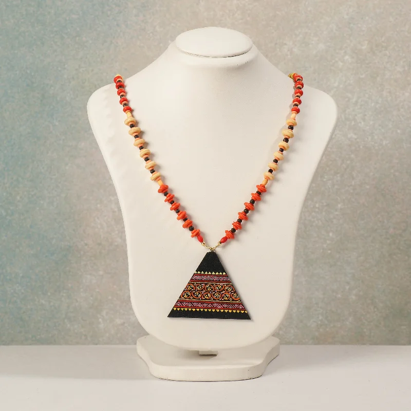 Miniature Handpainted Wooden Necklace With Beads