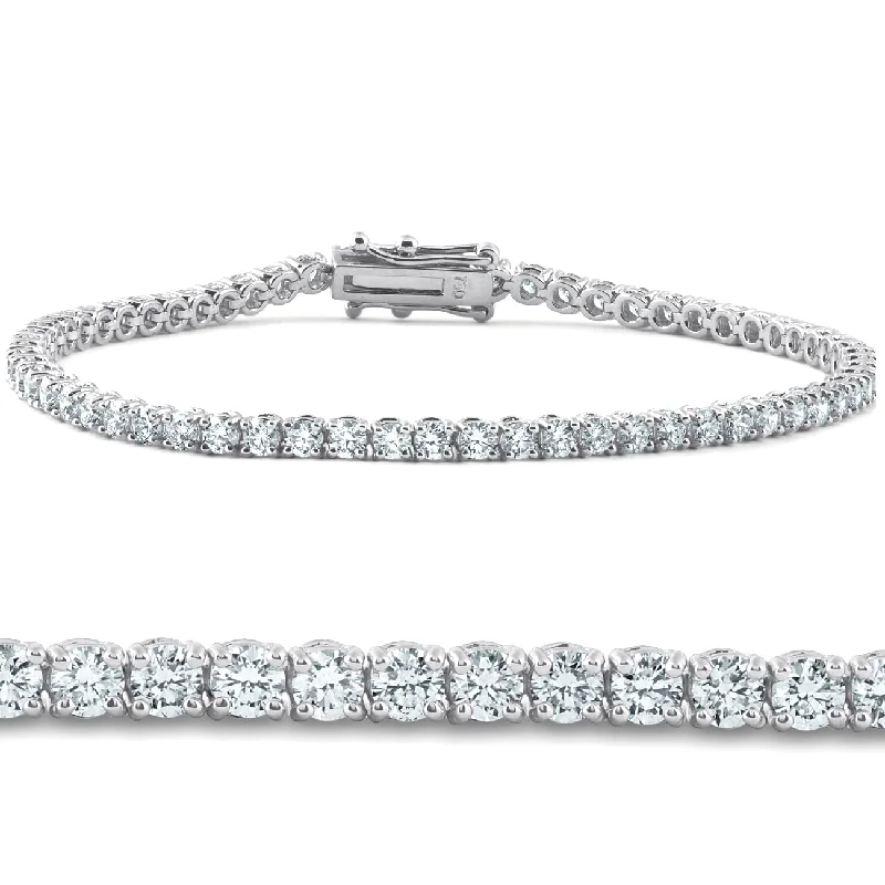 4Ct TW 14k White or Yellow Gold Round-Cut Diamond Tennis Bracelet 7" Women's