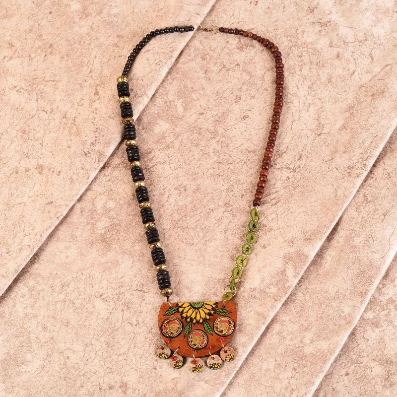 Butterflies in Greens' Handcrafted Tribal Dhokra Necklace