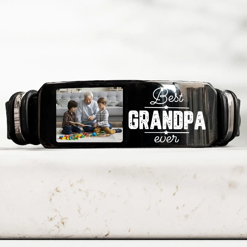 Discounted Jewelry For A Glamorous Look Best Grandpa Ever Father's Day Gift - Personalized Photo Engraved Bracelet