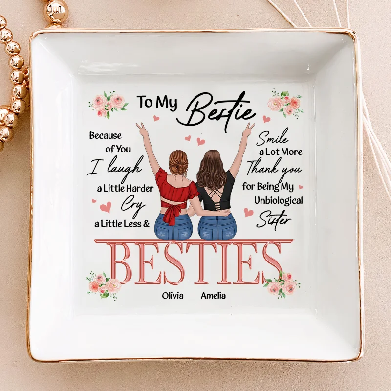 Last Chance To Grab Your Favorite Jewelry At A Discount Friendship Thank You I Laugh More Cry Less - Personalized Jewelry Dish