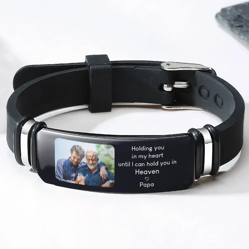 Discounted Luxury Jewelry – Shine Without The Splurge Holding You In My Heart Memorial Sympathy Gift - Personalized Photo Bracelet