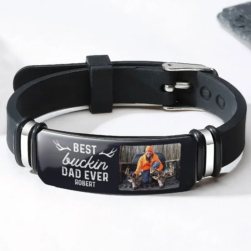 Make Your Outfit Shine With Discounted Jewelry Hunting Best Buckin' Dad Ever Father's Day Gift For Men - Personalized Photo Bracelet