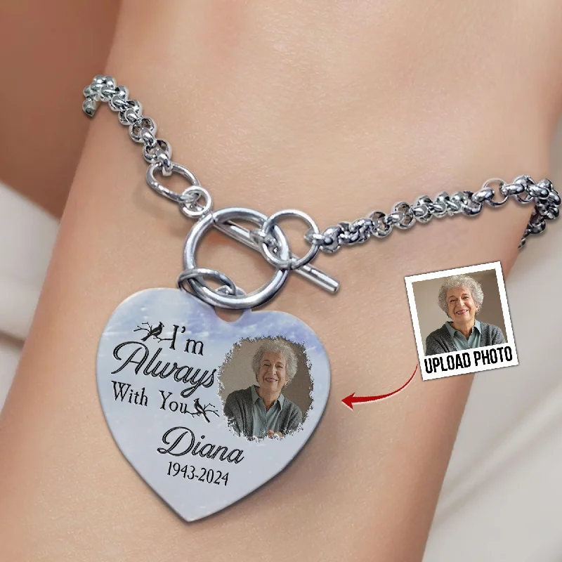 Modern Jewelry At Exclusive Discounts – Shop Today I'm Always With You New Version - Personalized Photo Heart Bracelet