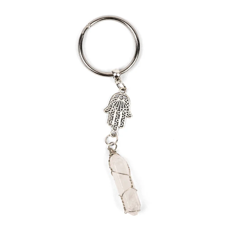 Affordable Elegance – Special Jewelry Sale Now Live Keyring - Hamsa & Clear Quartz