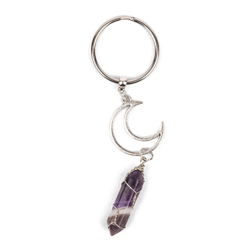 Don't Miss These Dazzling Jewelry Discounts Keyring - Crescent Moon & Amethyst