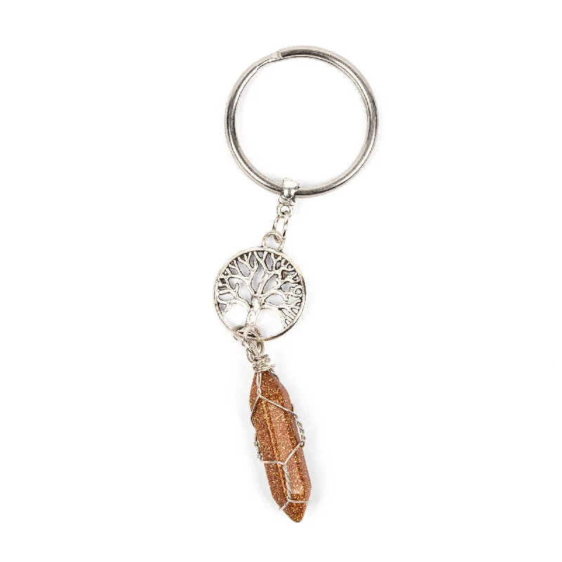 Exclusive Online Jewelry Sale – Don't Wait Keyring - Tree Of Life & Goldstone