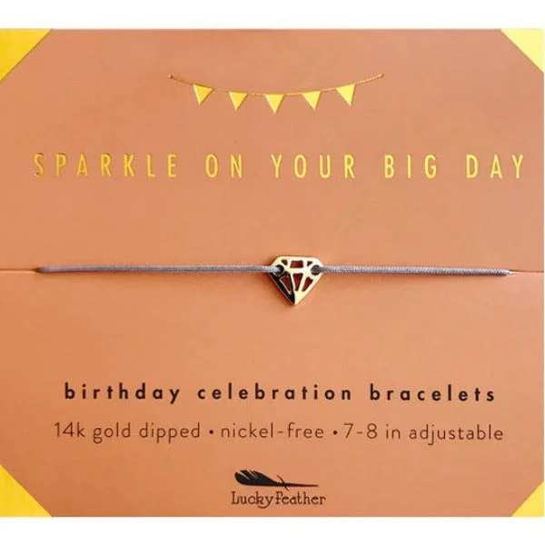 Lucky Feather Gold Bracelet Sparkly Birthday