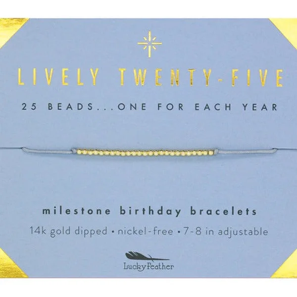 Lucky Feather Gold Bracelet Twenty-Five Milestone Birthday