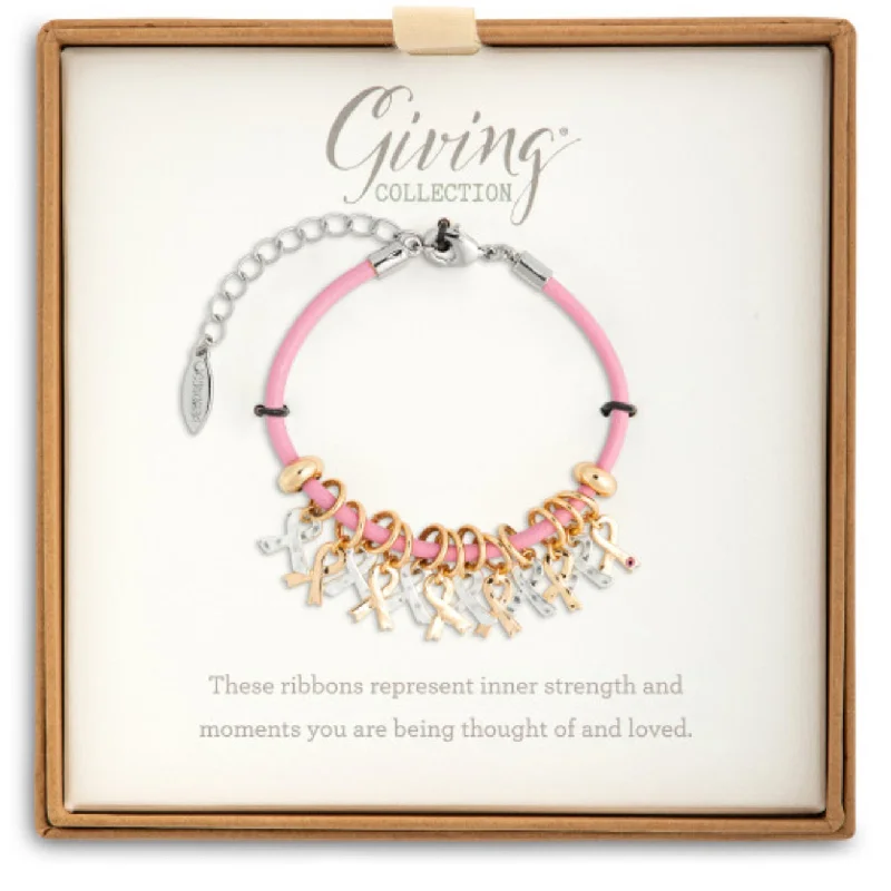 Pink Ribbon Giving Charm Bracelet