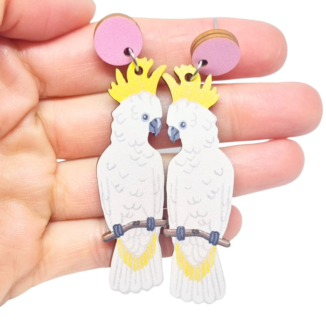 Unmissable Deals On Handmade Jewelry Collections Pixie Nut and Co White Cockatoo Earrings