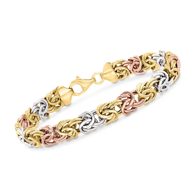 Ross-Simons 14kt Tri-Colored Gold Byzantine Bracelet