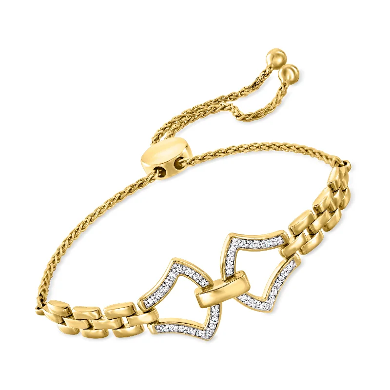 Ross-Simons Diamond Panther-Link Bolo Bracelet in 18kt Gold Over Sterling