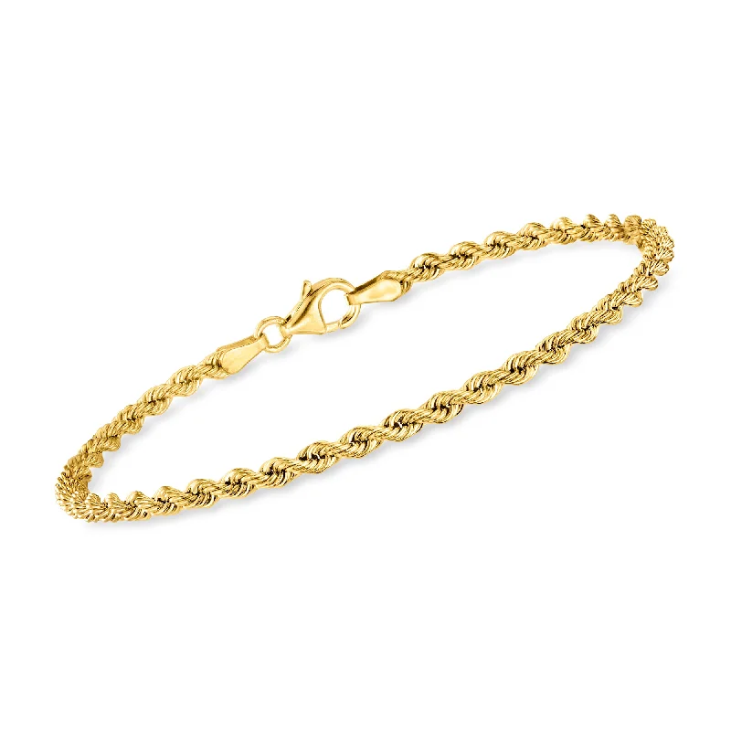 Ross-Simons Italian 2.7mm 18kt Yellow Gold Rope-Chain Bracelet