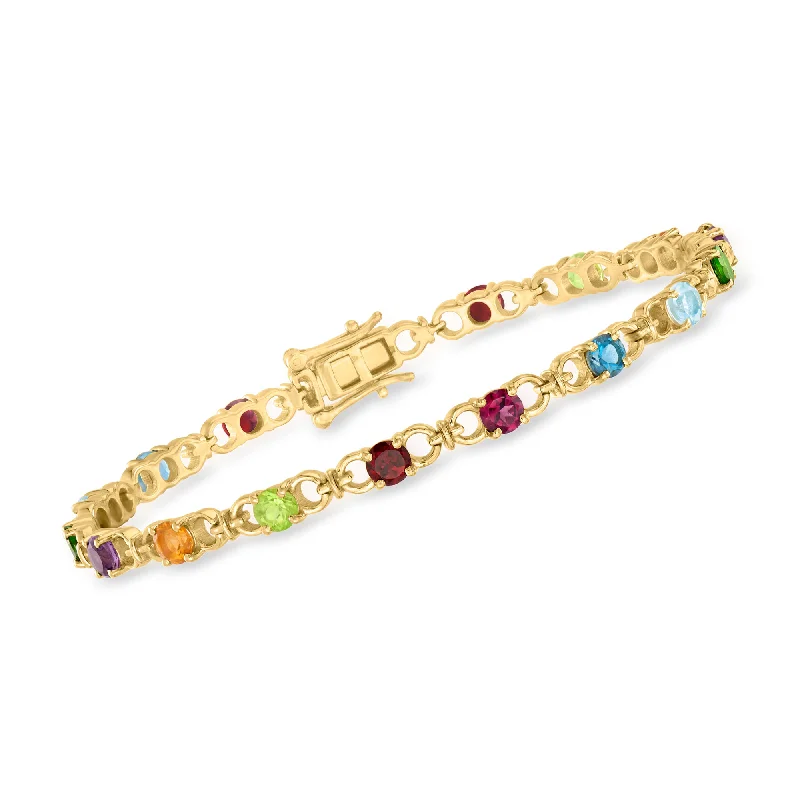 Ross-Simons Multi-Gemstone Bracelet in 18kt Gold Over Sterling