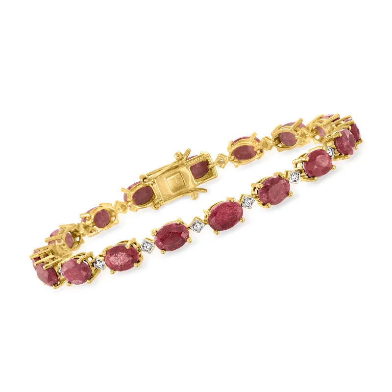 Ross-Simons Ruby Bracelet With . Diamonds in 18kt Gold Over Sterling