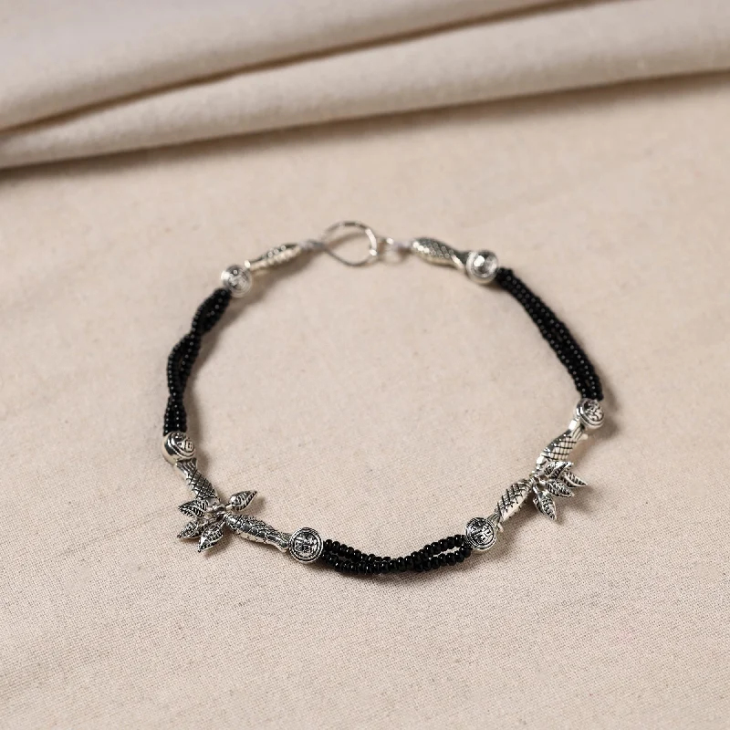 Special Offers On Handcrafted And Designer Jewelry Handmade Oxidised Silver Beaded Anklet 02