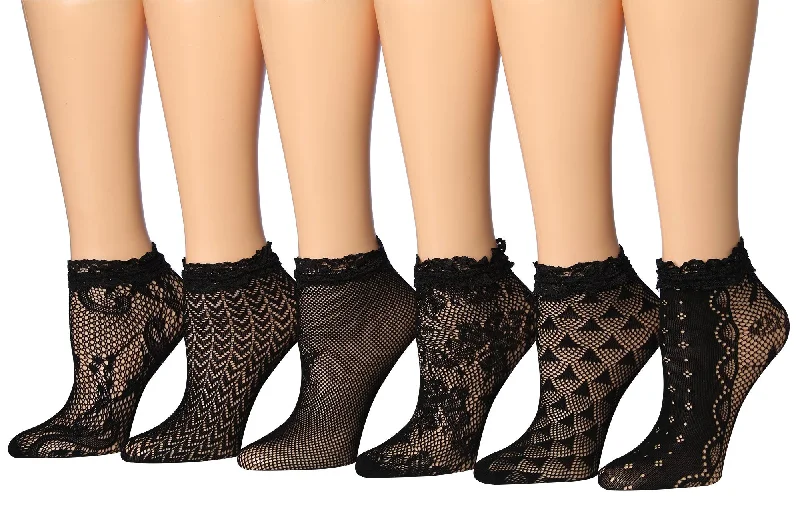 Affordable Luxury Jewelry For Every Occasion Isadora Paccini Women's Designed Lace Anklet Socks With Trimmed Ruffle