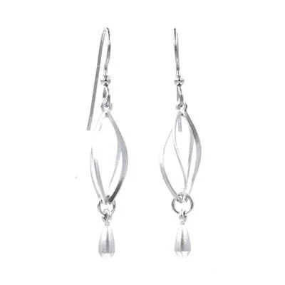 Silver Forest Earrings Silver Open Elongated Tear Drop