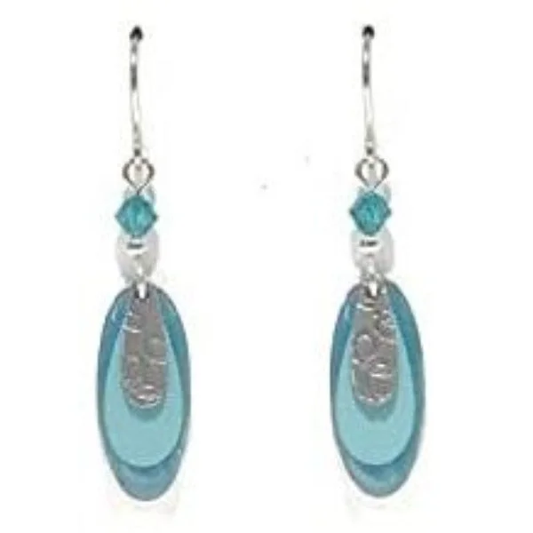 Silver Forest Mixed Turquoise Layered Shapes Pierced Earrings