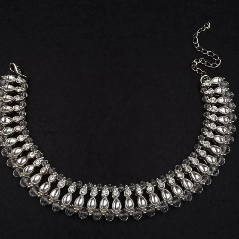 Bestselling Jewelry At Special Promotional Rates Silver kundan clear beads anklet.