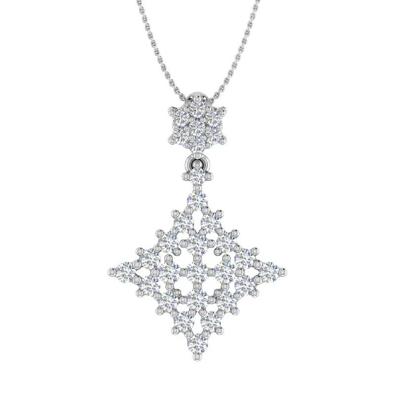 Affordable Glamour – Premium Jewelry At Special Prices 1/2 Carat Diamond Cluster Drop Pendant Necklace in Gold (Included Silver Chain)