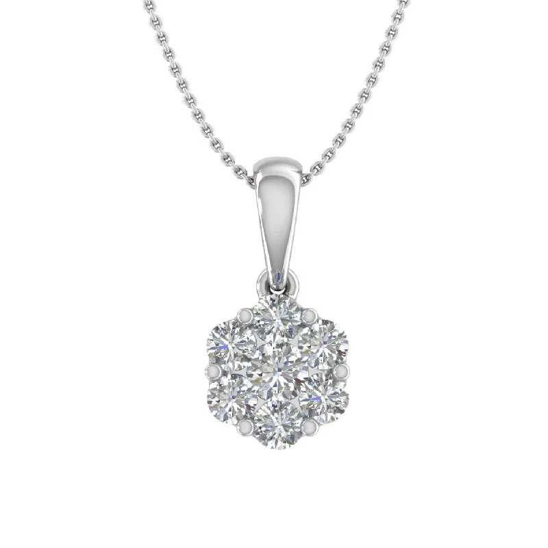 Buy More, Save More – Special Jewelry Discounts 1/2 Carat Diamond Cluster Pendant Necklace in Gold (Included Silver Chain)