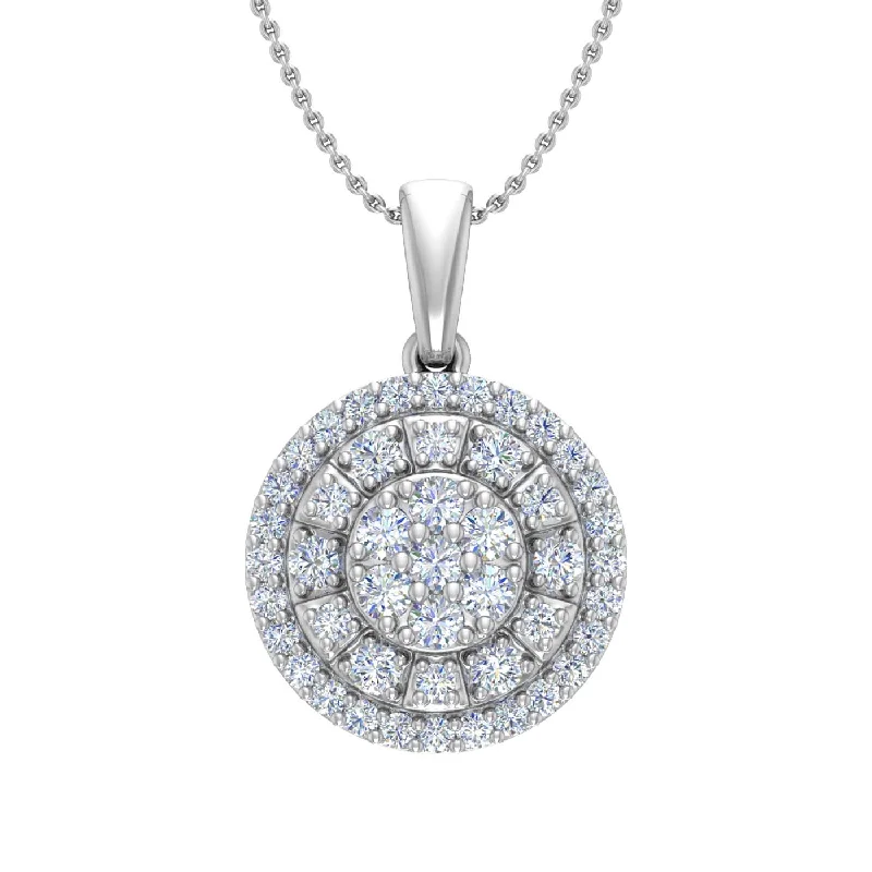 Exclusive Jewelry Bundles At Discounted Rates 1/2 Carat Diamond Cluster Pendant Necklace in Gold (Silver Cable Chain)