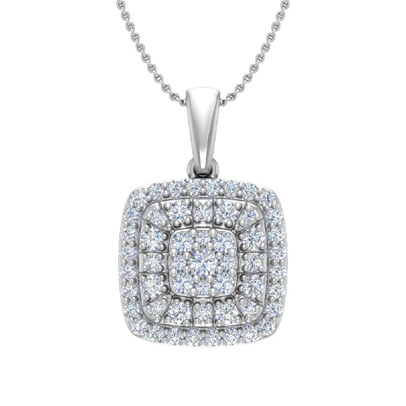 Limited-Stock Jewelry Clearance – Grab Your Favorites Now 1/2 Carat Diamond Cluster Pendant Necklace in Gold (Silver Cable Chain)