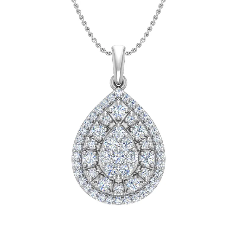 Discounted Luxury Jewelry – Shine Without The Splurge 1/2 Carat Diamond Cluster Pendant Necklace in Gold (Silver Cable Chain)