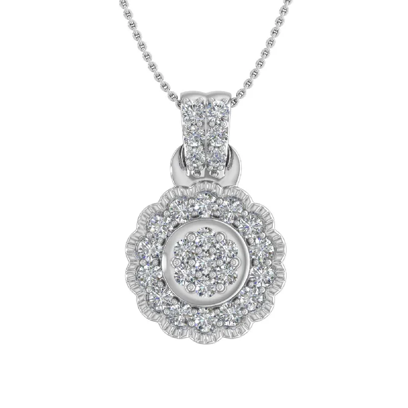 Elegant Designs, Unbeatable Discounts – Shop Jewelry Now 1/2 Carat Diamond Cluster Pendant Necklace in Gold (Silver Chain Included) - IGI Certified