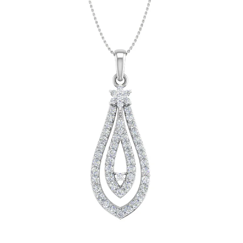 Luxury Jewelry Sale – Sparkle For Less 1/2 Carat Diamond Drop Pendant Necklace in Gold (Silver Chain Included)