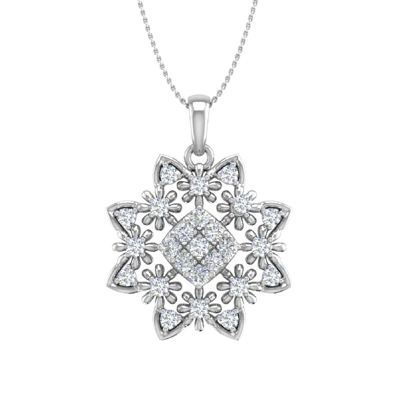 Shop Trending Jewelry With Exclusive Savings 1/2 Carat Diamond Floral Pendant Necklace in Gold (Silver Chain Included)