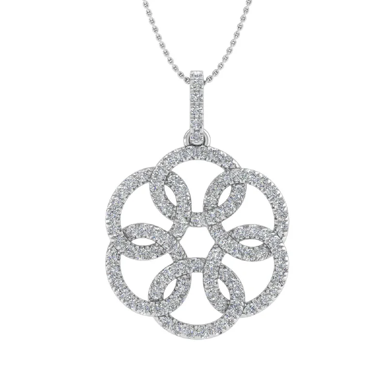 Unique Jewelry For Less – Shop The Sale Now 1/2 Carat Diamond Flower Pendant Necklace in Gold (Silver Chain Included) - IGI Certified