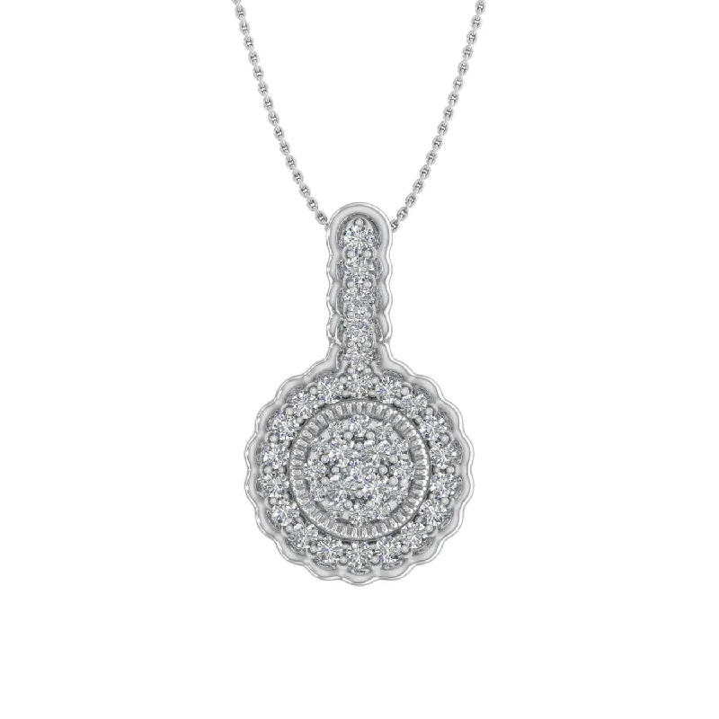 Chic And Stylish Jewelry At Exclusive Prices 1/3 Carat Diamond Cluster Pendant Necklace in Gold (Silver Chain Included)