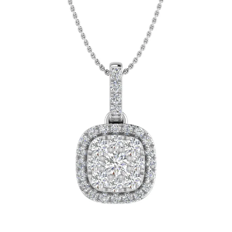 Buy More, Save More On Stunning Jewelry Pieces 1/3 Carat Diamond Cushion Shaped Pendant Necklace in Gold (Silver Chain Included)